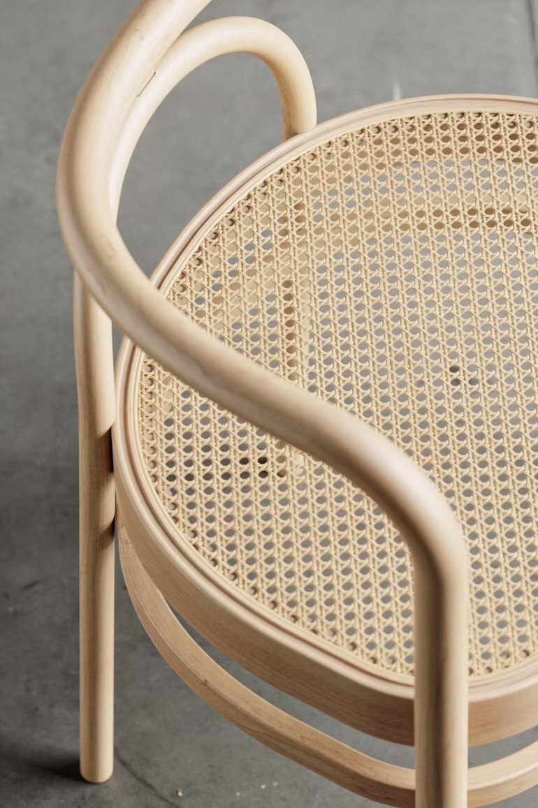 Photoreal furniture product render of a cane dining chair by VizPit
